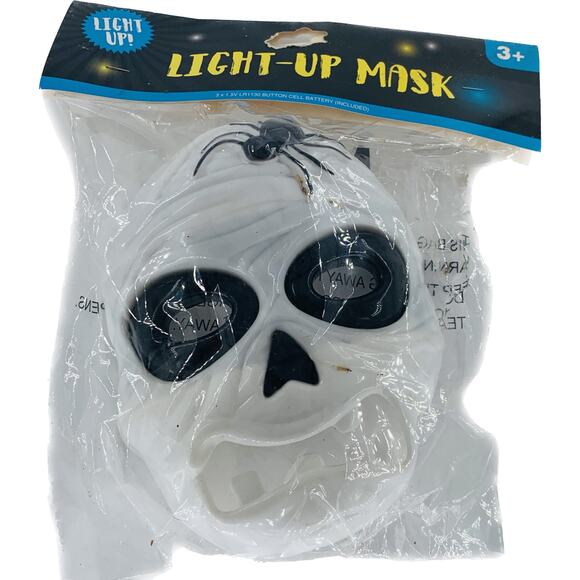 Light Up Face Mask Children Halloween Kids White Black Skull Front Battery - Picture 1 of 5